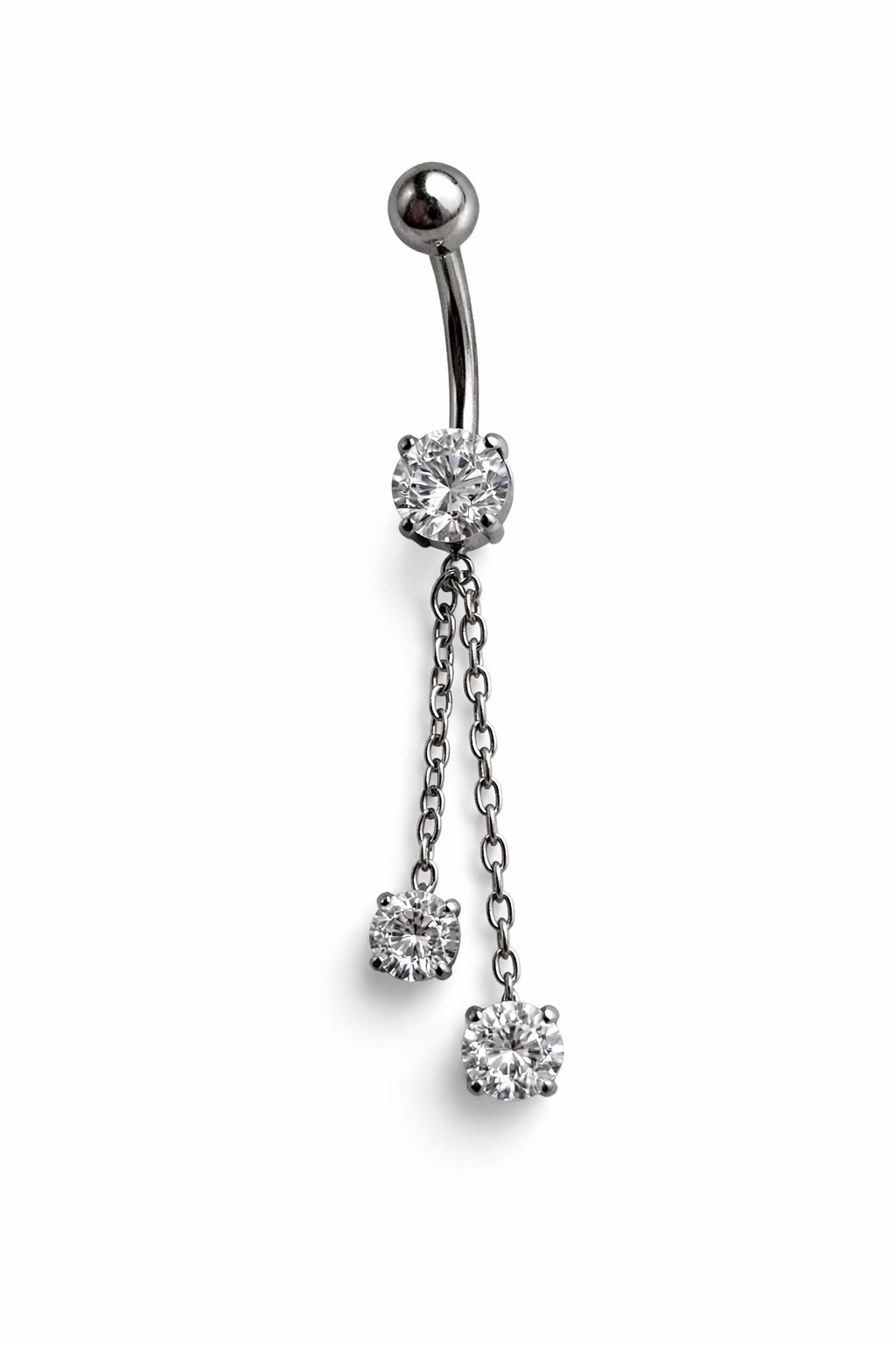 Crystal Drop Chain Belly Bar
