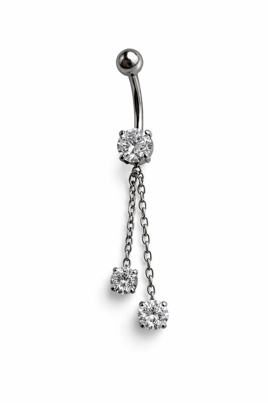Crystal Drop Chain Belly Bar